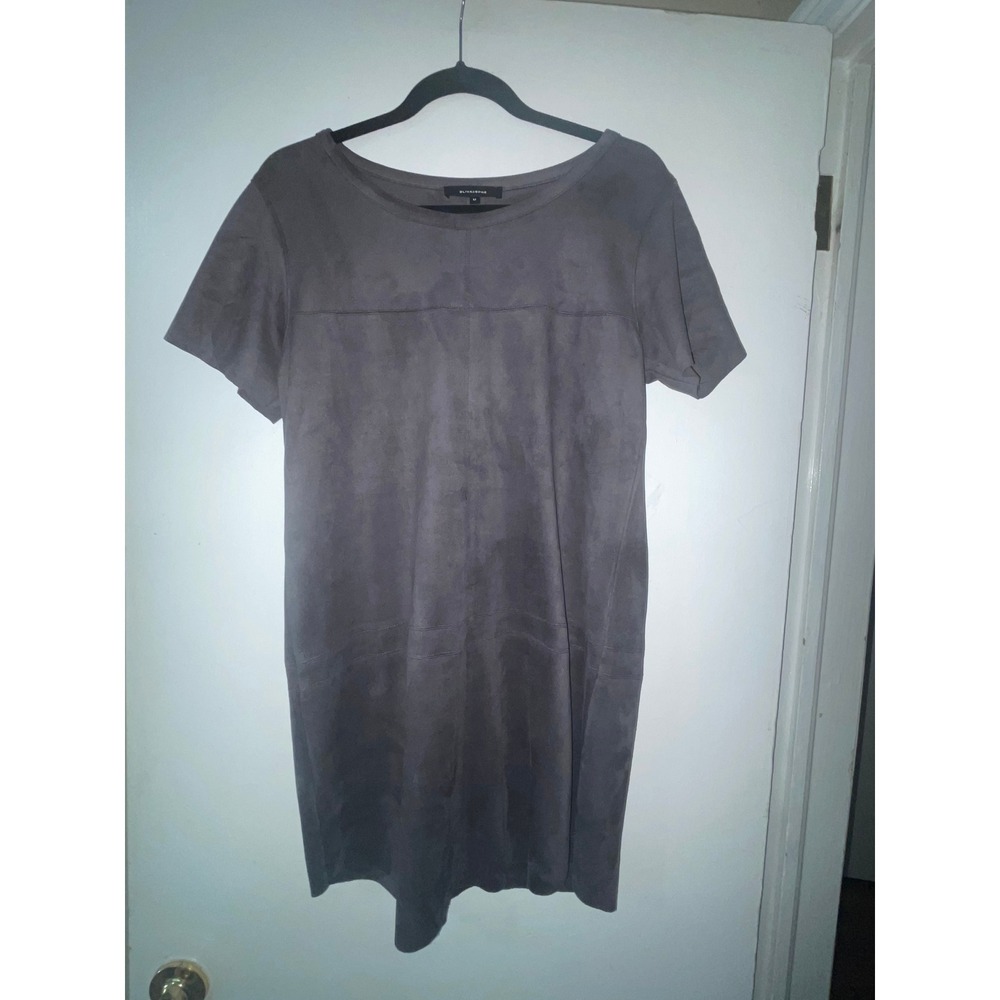 Olivaceous Gray Faux Suede‎ Short Sleeve Shift Dress S#55-31LD Size Medium